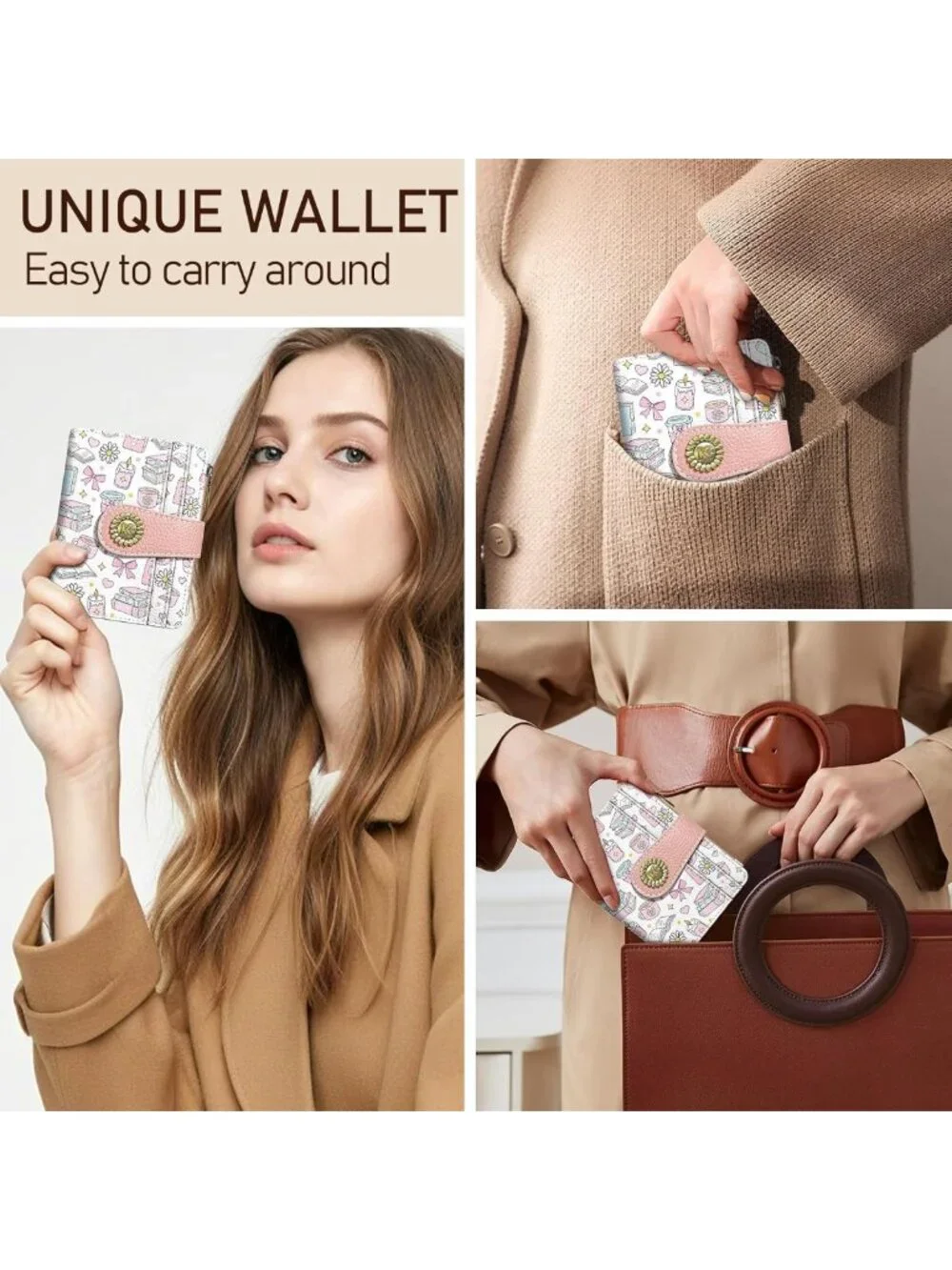 Chic RFID Wallet for Book Lovers | Compact Bifold Zipper Coin Pocket | 10 Card